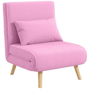 Sofá cama 72x75x85 cm poliéster, espuma e metal color rosa Homcom