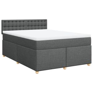 vidaXL cama box spring con colchón tela gris oscuro 160x200 cm