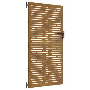 Portão de jardim 85x200 cm aço corten design quadrados