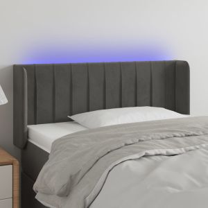 Cabeceira cama c/ luzes LED veludo 103x16x78/88 cm cinza-escuro ptob2387