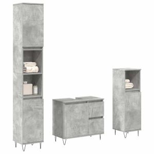 Set muebles de baño 2 piezas madera contrachapada gris hormigón esb1680