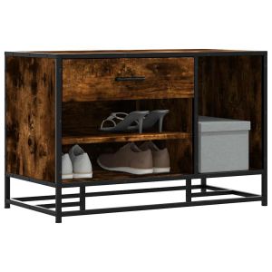 Banco para calçado carvalho fumado 80x40x53,5 cm madeira metal wf395588
