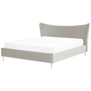 Cama veludo chaleix 180 x 200 cm cinzento claro