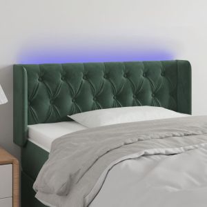 Cabeceira cama c/ luzes LED veludo 93x16x78/88 cm verde-escuro ptob3345