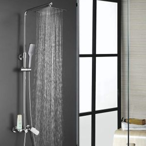 Kibath coluna de chuveiro quadrada monocomando dua, 79-125cm, cromado