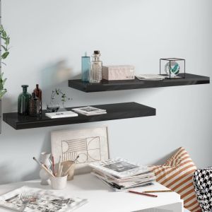 Prateleiras de parede suspensas 2 pcs 80x23,5x3,8cm mdf preto