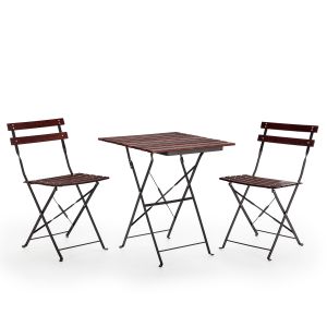Conjunto bistrô de jardim agata de 3 peças preto, mesa e 2 cadeiras