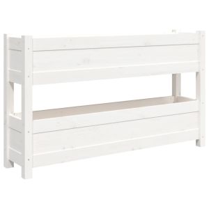 Jardinera de madera maciza de pino blanco 112x25x66 cm