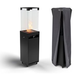 Aquecedor gás exterior faro até 8 kw portátil vidro temperado preto