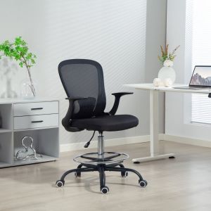Cadeira de escritório regulável preta apoio de pés rodízios 59x62x99-119cm
