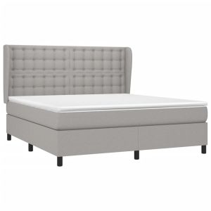 vidaXL cama box spring con colchón tela gris claro 180x200 cm