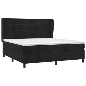 vidaXL cama box spring con colchón terciopelo negro 180x200 cm