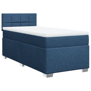 vidaXL cama box spring con colchón tela azul 100x200 cm