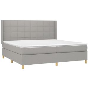 vidaXL cama box spring con colchón tela gris claro 200x200 cm