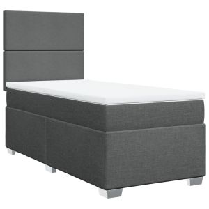 vidaXL cama box spring con colchón tela gris oscuro 80x200 cm