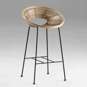 Banqueta 52x55x95 de metal com revestimento em vime natural.
