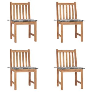 Cadeiras de jardim c/ almofadões 4 pcs madeira de teca maciça