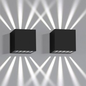 Nettlife aplique parede LED preto 10x10 (2er-set) 6000k