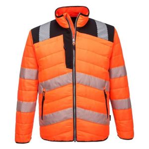 Veste de trabalho alta visibilidade portwest baffle - laranja / preto