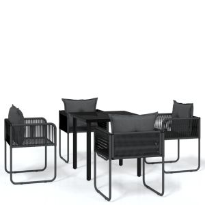 vidaXL juego de comedor para jardín 5 piezas negro