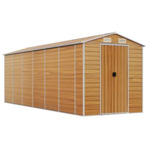 Abrigo de jardim 191x555x198 cm aço galvanizado castanho-claro