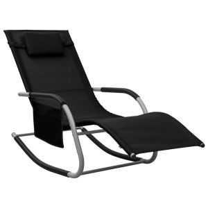 vidaXL tumbona de textilene negro y gris