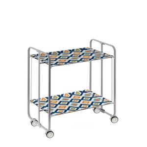 Carrinho de serviço dobrável bauhaus, armação de metal cinza, 2 bandejas