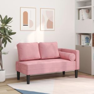 Chaise longue com almofadões veludo rosa wf173123