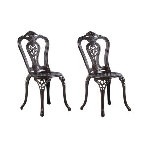 Conjunto de 2 cadeiras de jardim bovino metal castanho escuro