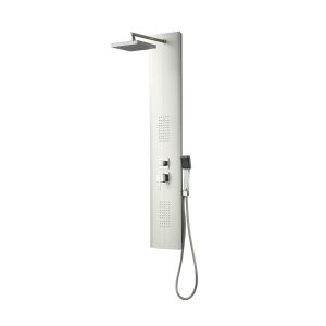 Coluna de hidromassagem em PVC com acabamento prateado, modelo granada