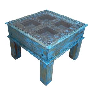 Mesa de centro de madeira artesanal 57x57x45h cm