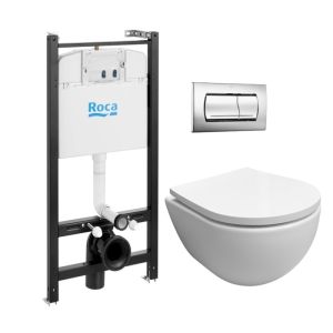 Pack roca active autoclismo + cromo br + sanita swiss branco soft-close