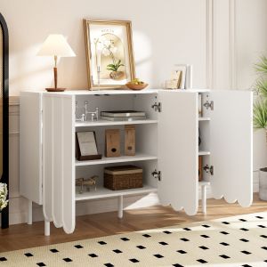 Aparador branco com portas onduladas 80x120x35cm
