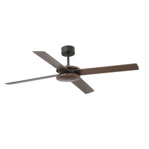 Ventilador de teto dc em aço preto-marrom 6 velocidades comando remoto