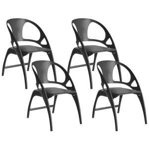 Conjunto de 4 cadeiras de jardim nemi dobrável preto