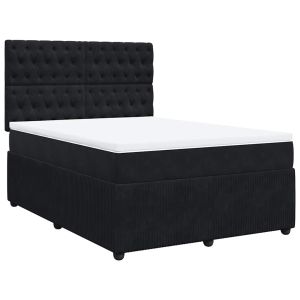 vidaXL cama box spring con colchón terciopelo negro 140x190 cm