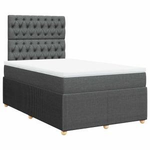 vidaXL cama box spring con colchón tela gris oscuro 120x200 cm