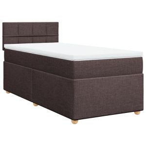 vidaXL cama box spring con colchón tela marrón oscuro 100x200 cm