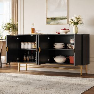 Aparador com 4 portas preto 82x160x40cm