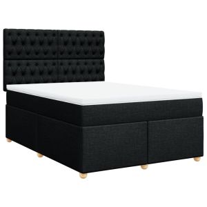 vidaXL cama box spring con colchón tela negro 140x190 cm