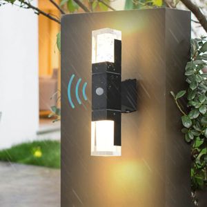 Luminária de parede exterior duplo com sensor impermeável 14 w 3000 k