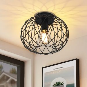 Plafon nettlife E27 redondo preto 30cm máx. Lâmpada de  de metal 40w retrô