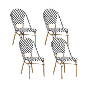 Conjunto de 4 cadeiras de jardim rifreddo rattan sintético preto/branco