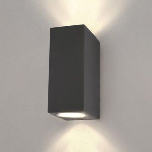 Candeeiro de parede preto LED quadrado ip54 duplo feixe gu10 - silamp