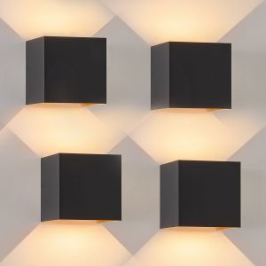 Nettlife aplique parede LED preto 10x10 (4er-set)