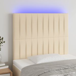 Cabeceira de cama c/ LED tecido 90x5x118/128cm crème