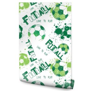 Papel de parede inscrições de futebol verde para quarto moderna