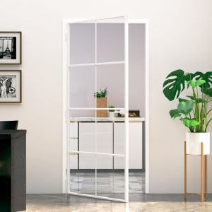 Porta interior 93x201,5 cm vidro temperado/alumínio fino branco weg8993