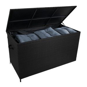 Caixa de armazenamento para exterior em rattan - preta