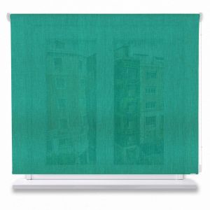 Estor enrollable translúcido poliéster liso color verde 140x200cm.